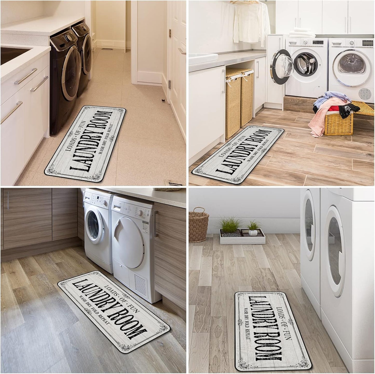 Laundry Room Rug Runner Non Slip Laundry Mats Mudroom Runner Farmhouse Kitchen Floor Mat Bathroom Laundry Room Decor Accessories(Beige, 20 X 47 Inch)