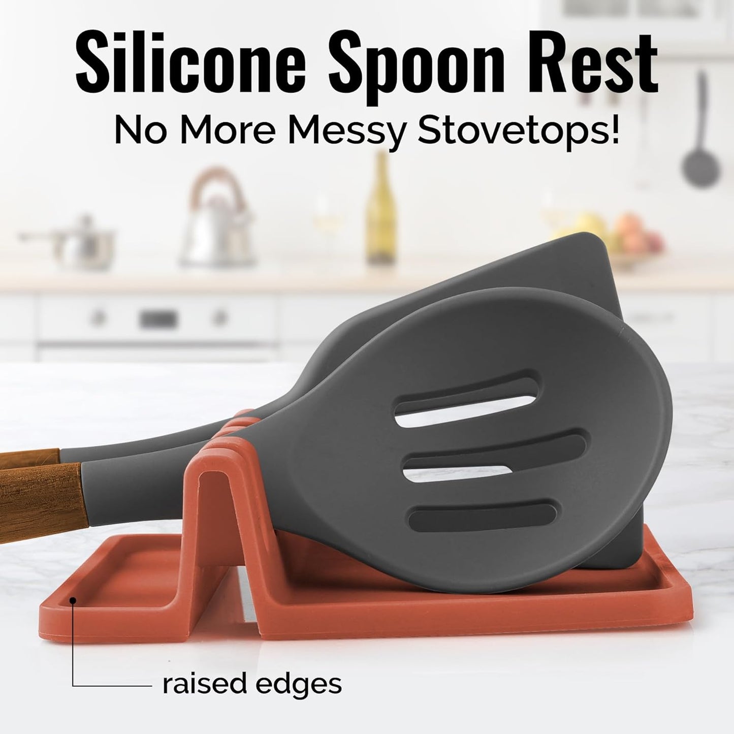 Silicone Utensil Rest with Drip Pad for Multiple Utensils - Bpa-Free, Heat-Resistant Spoon Rest & Spoon Holder for Stove Top - Kitchen Utensil Holder for Ladles & Tongs - Canyon Rose