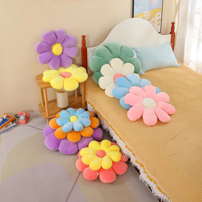 Flower Pillow, Daisy Pillow Flower Shaped Pillow Floor Pillow Flower Plush Pillow Cute Decorative Pillows Floor Cushions Flower Seat Cushion for Bedroom Sofa Chair(Grey, 15.75")