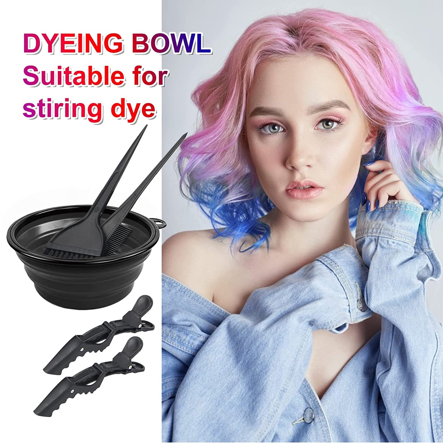 5Pcs Professional Salon Hair Coloring Dyeing Kit, Hair Bleach Kit Hair Coloring Tool with Hair Dye Brush, Hair Color Bowl, Hair Clips