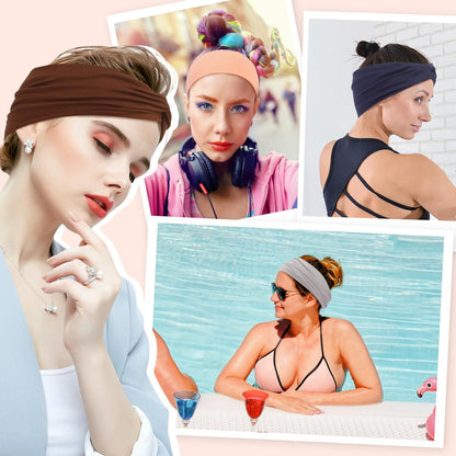 12 Pcs Stretchy Headbands for Women, Absorbed Sport Headband Soft Twist Knotted Headbands for Daily Life Yoga