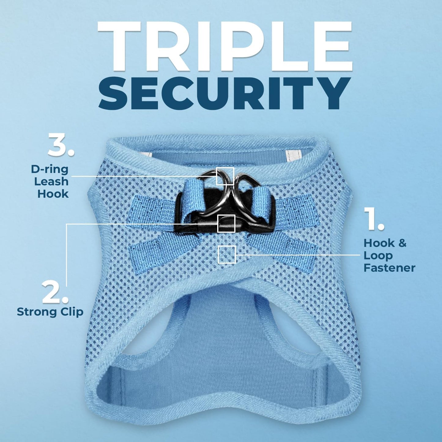 Voyager Step-In Air Dog Harness - All Weather Mesh Step in Vest Harness for Small and Medium Dogs and Cats by  - Harness (Baby Blue), M (Chest: 16-18")