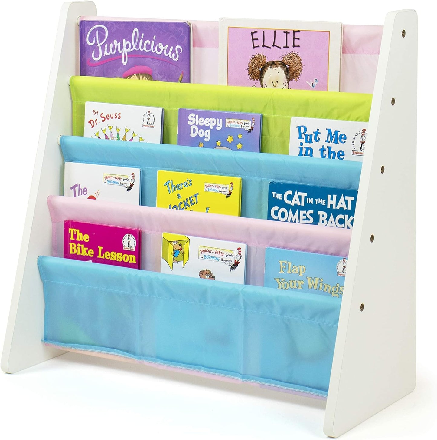 Kids 5 Shelf Book Rack Storage Bookshelf, White/Pastel (Pastel Collection)