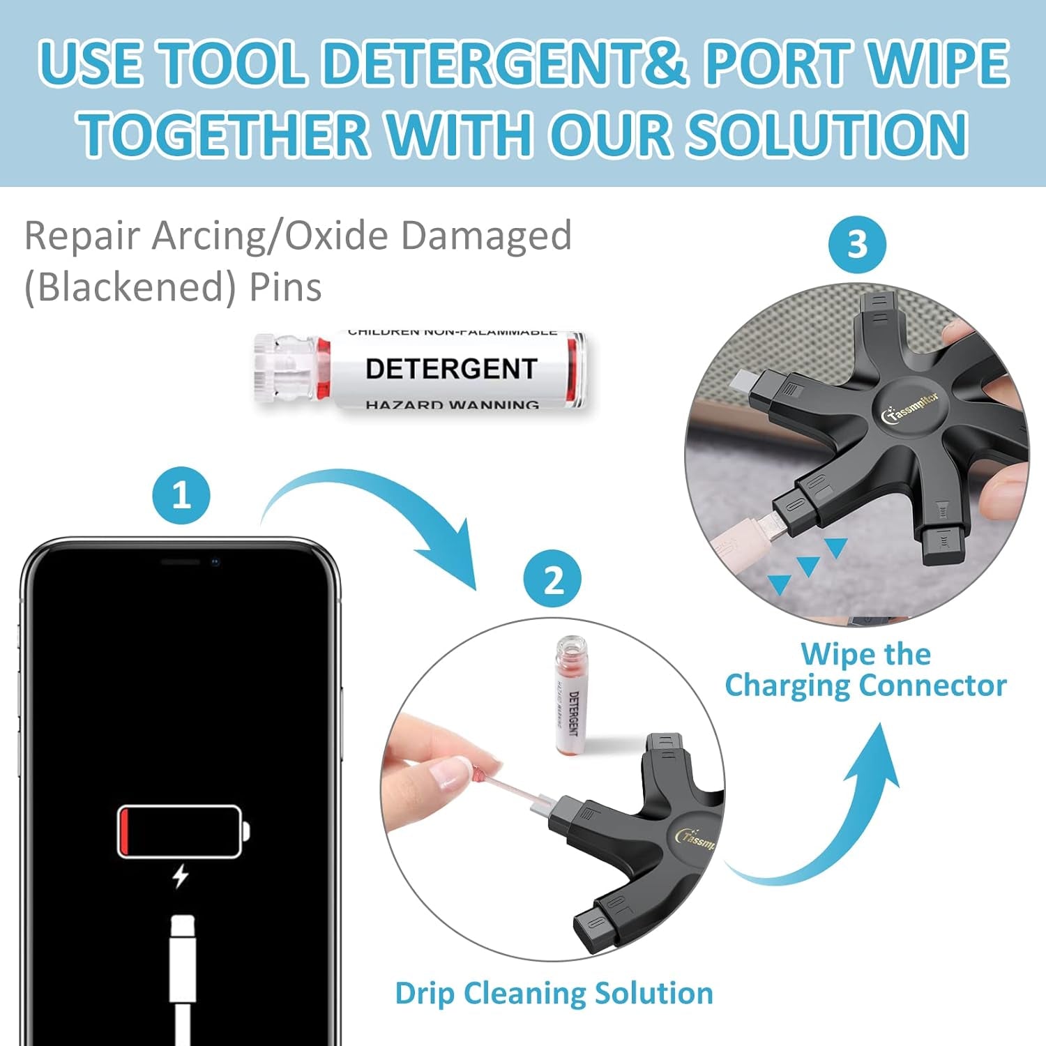 Iphone Cleaning Kit Port Cleaner Repair & Restore Tool for Ipad Pro Watch Cell Phone Charging Port, Lightning Charger Cables Speaker Airpod Cleaning Putty Dust for All Devices - Snowflake Multitool