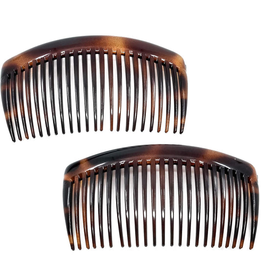 Paris AD66/2 French Side Comb Large Curved Tortoiseshell Hair Combs for Women Fine Hair, 4 Inch Strong Hold Hair Comb for Women Bun Chignon Up-Do Styling Girls Hair Accessories, Made in France