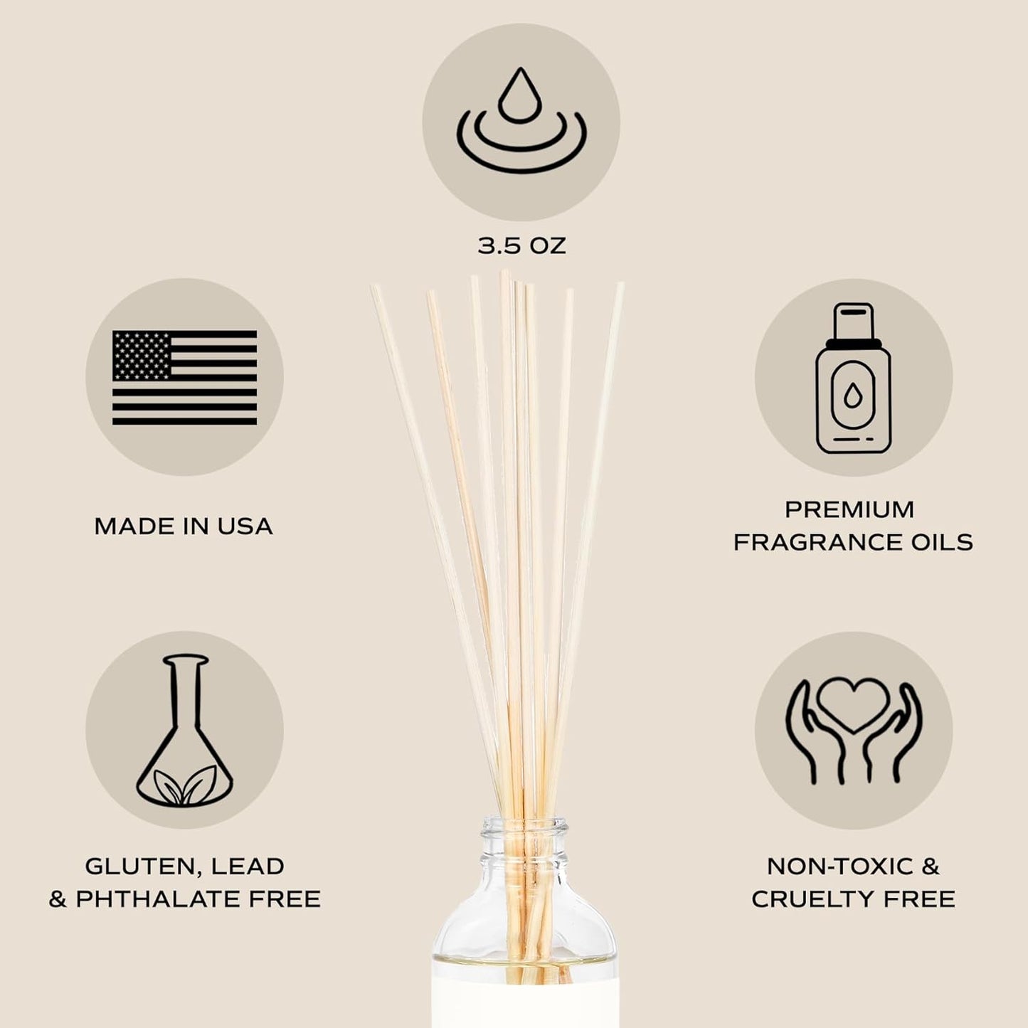 Spa Day Reed Diffuser Set - Sea Salt, Jasmine, Wood, and Cream Scented Diffuser - Relaxing Spa Scent Diffusers for Home, Long Lasting Fragrance, Made in the USA