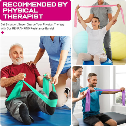 Resistance Bands for Working Out, Exercise Bands for Physical Therapy, Stretch, Recovery, Pilates, Rehab, Strength Training and Yoga Starter Set