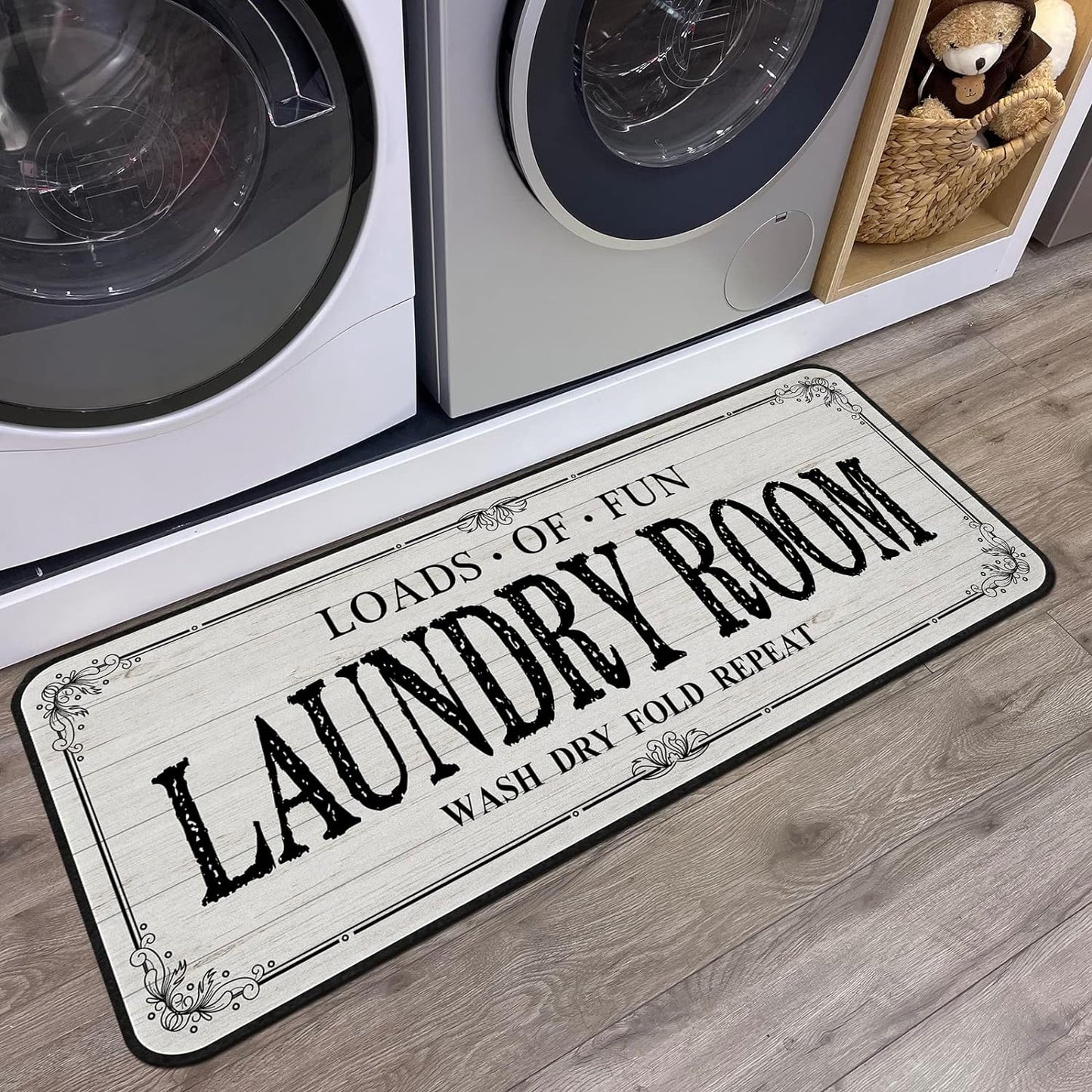 Laundry Room Rug Runner Non Slip Laundry Mats Mudroom Runner Farmhouse Kitchen Floor Mat Bathroom Laundry Room Decor Accessories(Beige, 20 X 47 Inch)