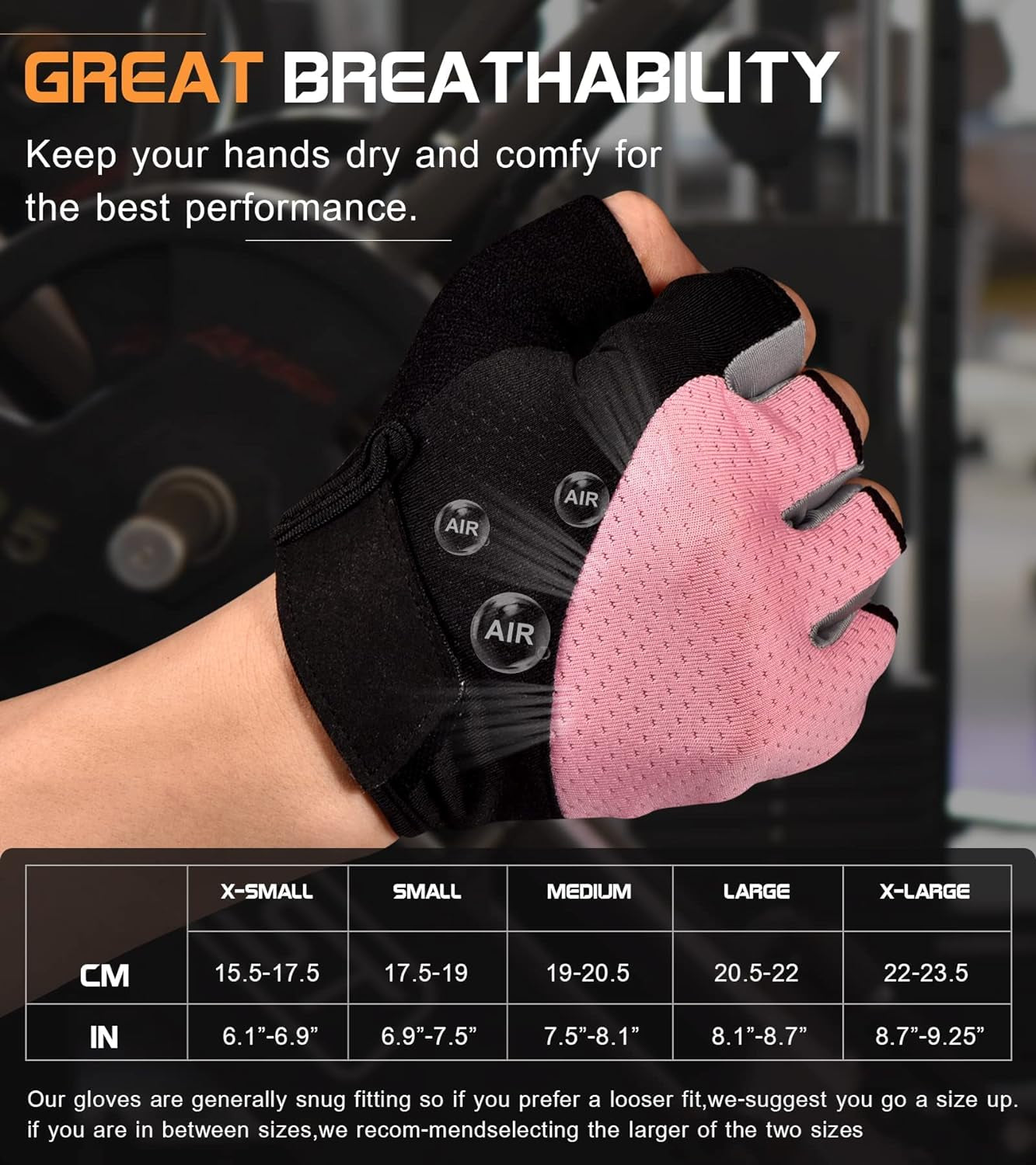 Gym Gloves, Workout Gloves, Fingerless Gloves for Weightlifting, Lightweight Breathable Fitness Gloves, Sports Gloves for Training Lifting Weight Cycling Climbing Rowing