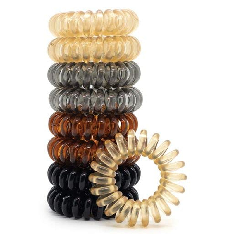 Spiral Hair Ties for Women - Coil Hair Ties for Thick Hair | No Crease Hair Tie | Spiral Hair Ties No Damage | Hair Coils & Phone Cord Hair Ties for Thin Hair, Hair Ties Spiral, 8Pcs (Brunette)