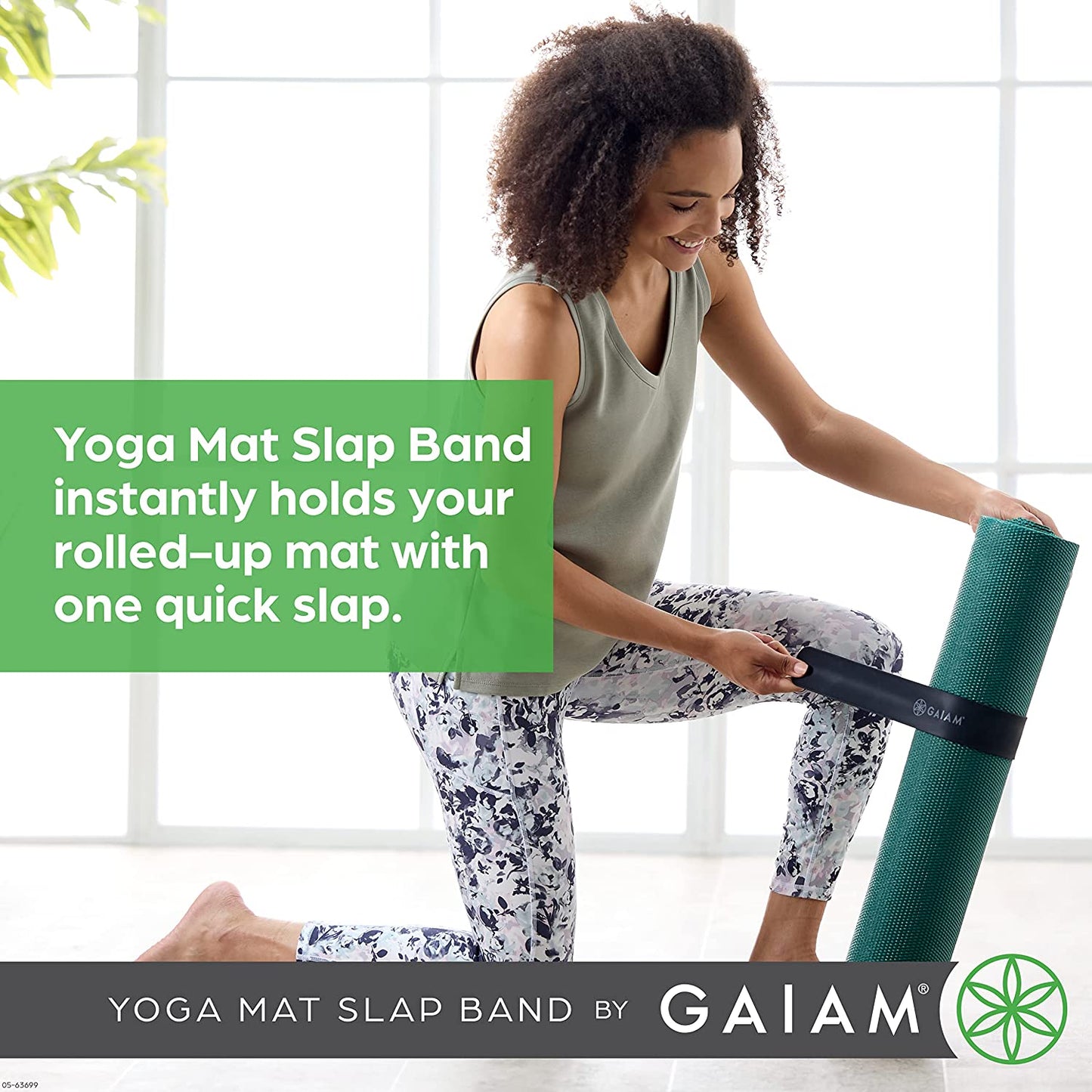 Yoga Mat Strap Slap Band - Keeps Your Mat Tightly Rolled and Secure with One Snap - Strong Clasp for Yoga Mat Storage and Travel - Fits Most Size Mats (20"L X 1.5"W), Black