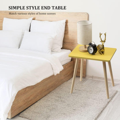 Side Table, Small End Table Accent Living Room Bedroom Balcony Office, Modern Bedside Home Decor, Easy Assembly, (Yellow, 15.75D X 11.8W 16.54H In)