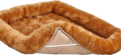 Cinnamon 18-Inch Pet Bed W/ Comfortable Bolster | Ideal for Small Breeds & Fits an 18-Inch Crate | Easy Maintenance Machine Wash & Dry