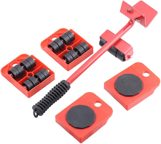 Furniture Lifter and 4 Pcs 3.9"X3.15" Furniture Slides Kit, Furniture Move Roller Tools Max up for 150KG/331LBS 360 Degree Rotatable Pads, Easily Redesign and Rearrange Living Space Sofa Easy