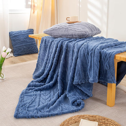 Sherpa Throw Blanket(Without Pillows)-3D Stylish Design Super Soft Cozy Blanket Thick Plush Fluffy Blankets for Teen Girls Women Couch Bed Sofa Chair Men Boys Gift(Washed Blue,50"X65")