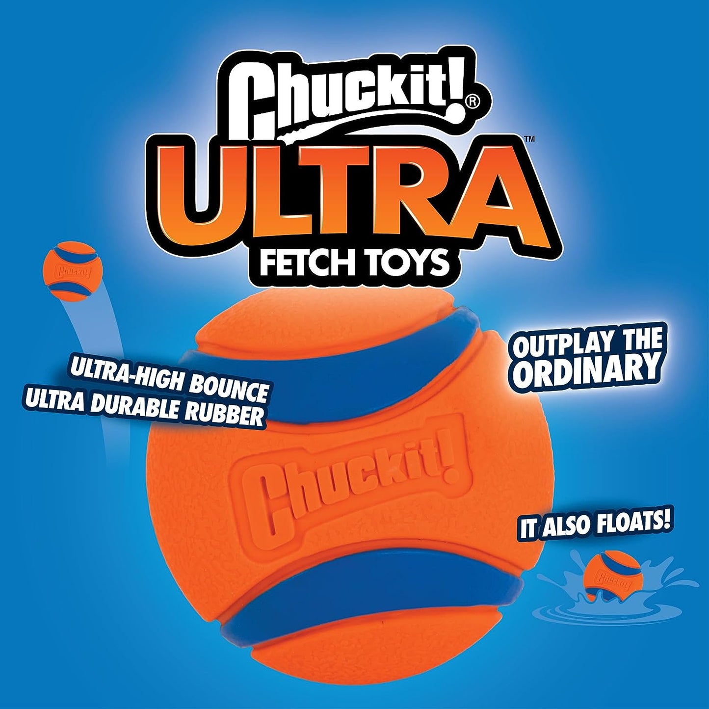 Chuckit Ultra Ball Dog Toy, Medium (2.5 Inch Diameter) Pack of 2, for Breeds 20-60 Lbs