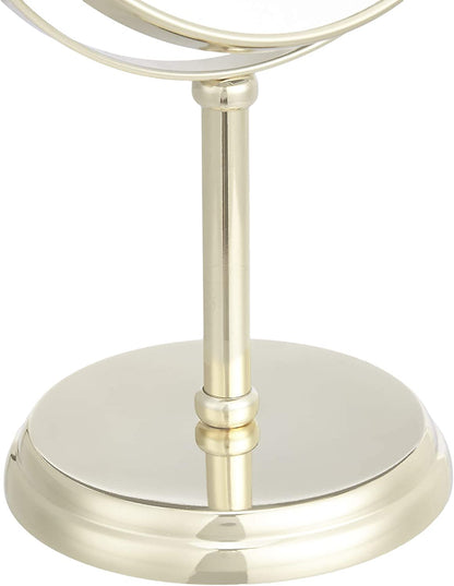 Tabletop Mount Vanity round Mirror, 1X/5X Magnification, Iron, 7.2"L X 4.92"W, Gold