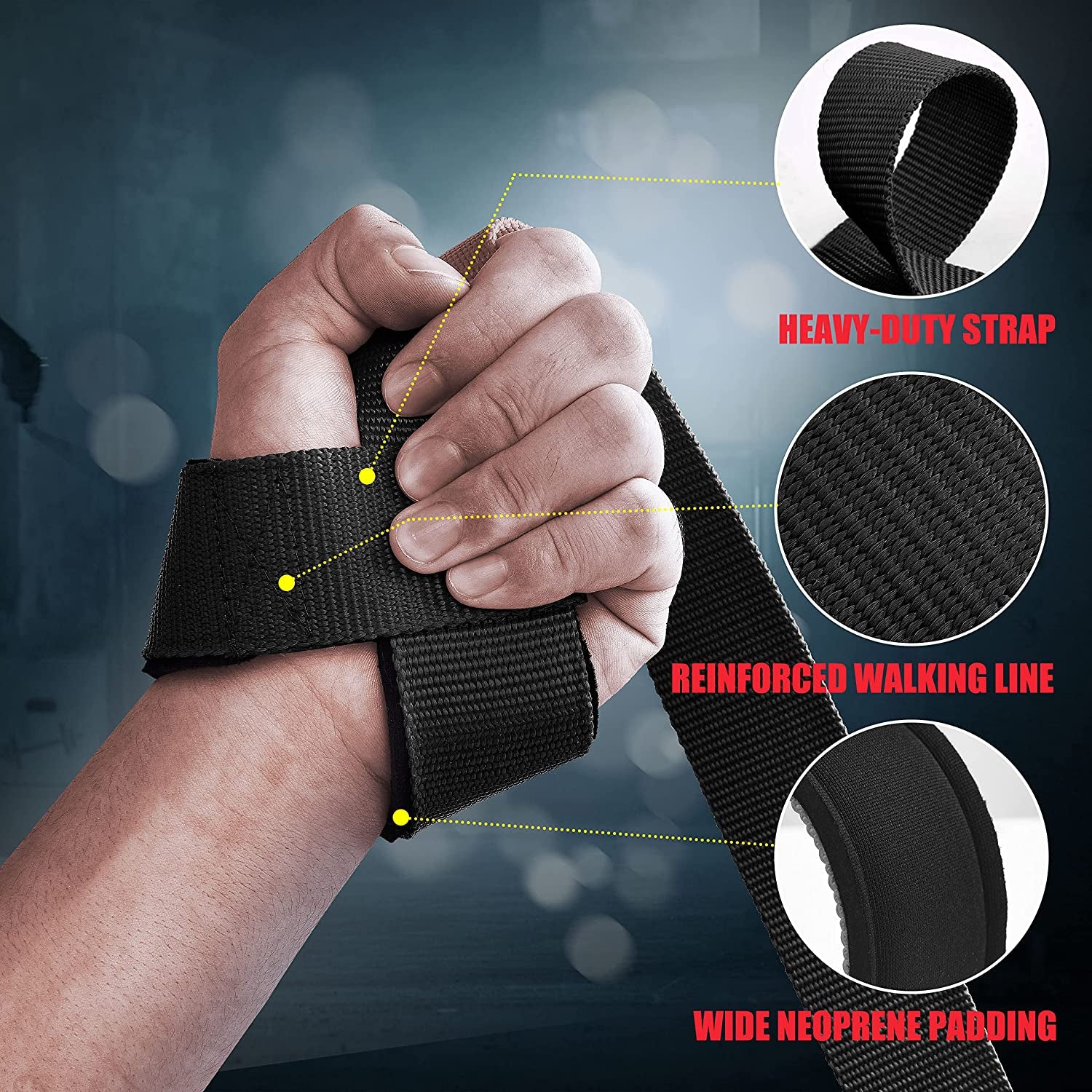 Wrist Straps for Weight Lifting - Lifting Straps for Weightlifting | Gym Wrist Wraps with Extra Hand Grips Support for Strength Training | Bodybuilding | Deadlifting