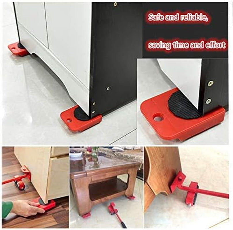 Furniture Lifter and 4 Pcs 3.9"X3.15" Furniture Slides Kit, Furniture Move Roller Tools Max up for 150KG/331LBS 360 Degree Rotatable Pads, Easily Redesign and Rearrange Living Space Sofa Easy