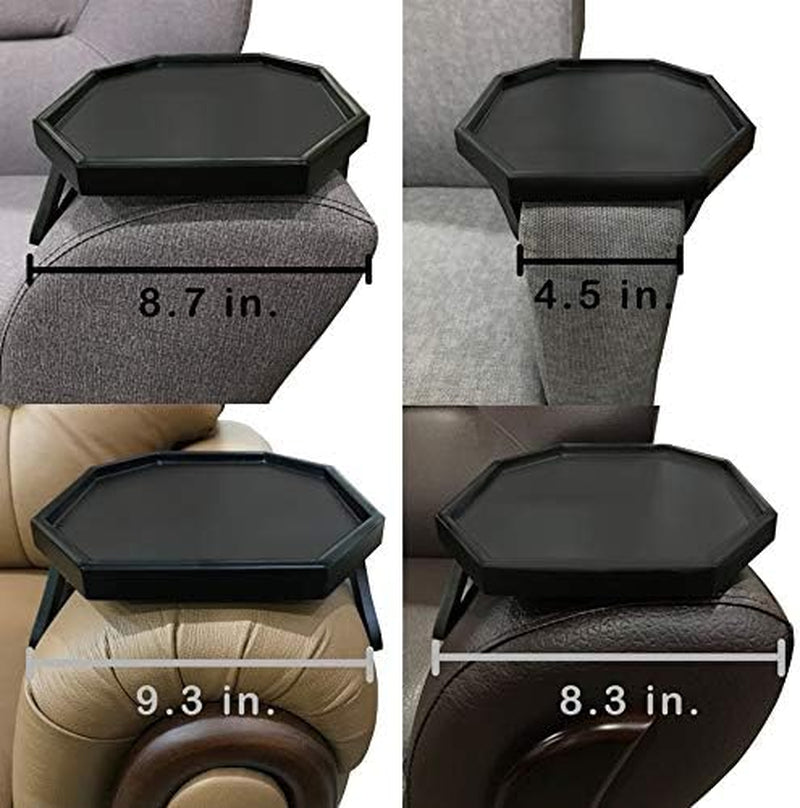 Sofa Arm Clip Table, Armrest Tray Table, Drinks/Remote Control/Snacks Holder,2.5D X 9W X 4.5H in (Black) …