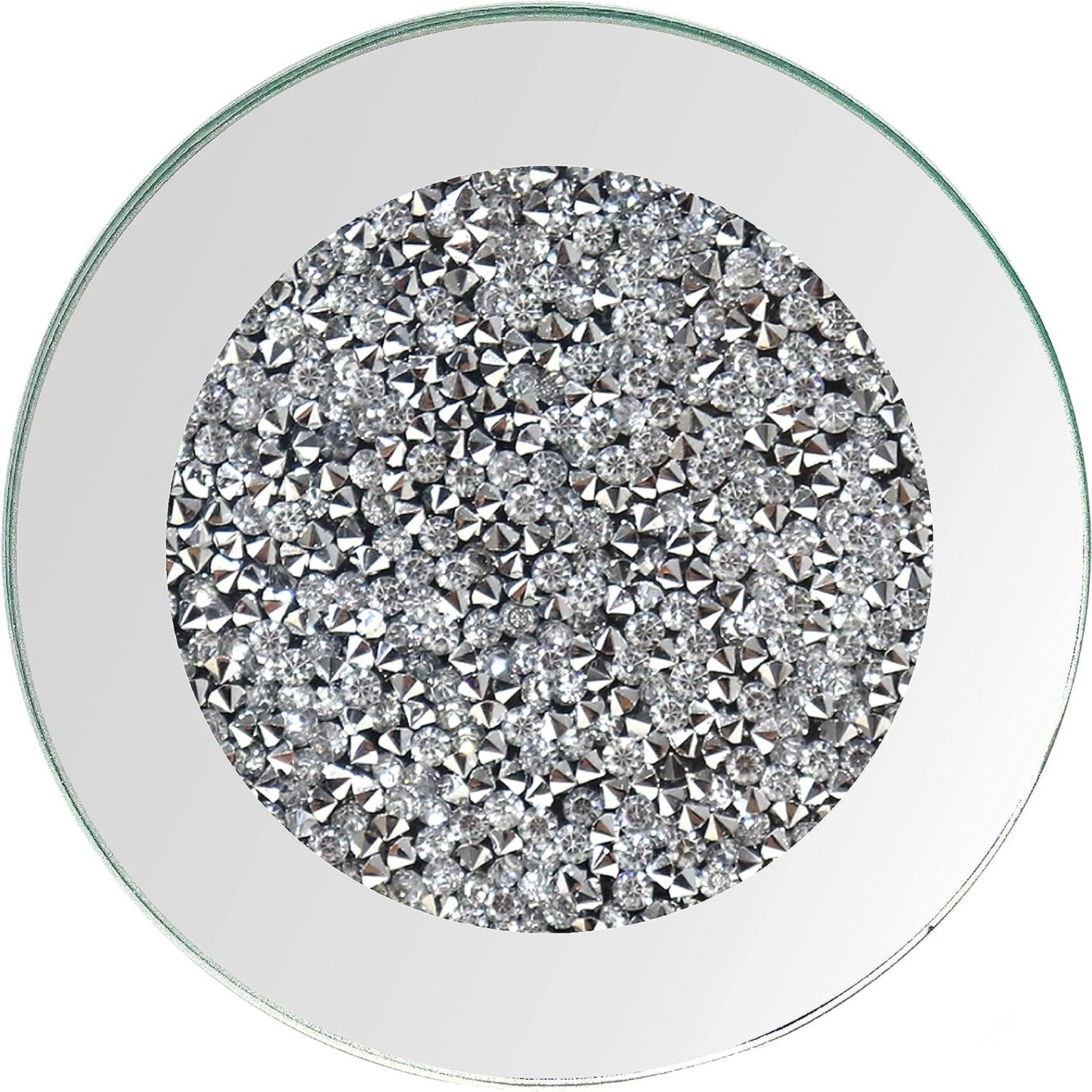 Glass Mirrored Coaster 4 PC, Crushed Diamond round 4" Cup Mat Decor on Tabletop for Bar Tools Dining Table