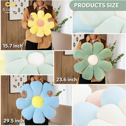 Flower Pillow,Flower Shaped Throw Pillow Butt Cushion Flower Floor Pillow,Seating Cushion,Cute Room Decor & Plush Pillow for Bedroom Sofa Chair(Green,15.7'')