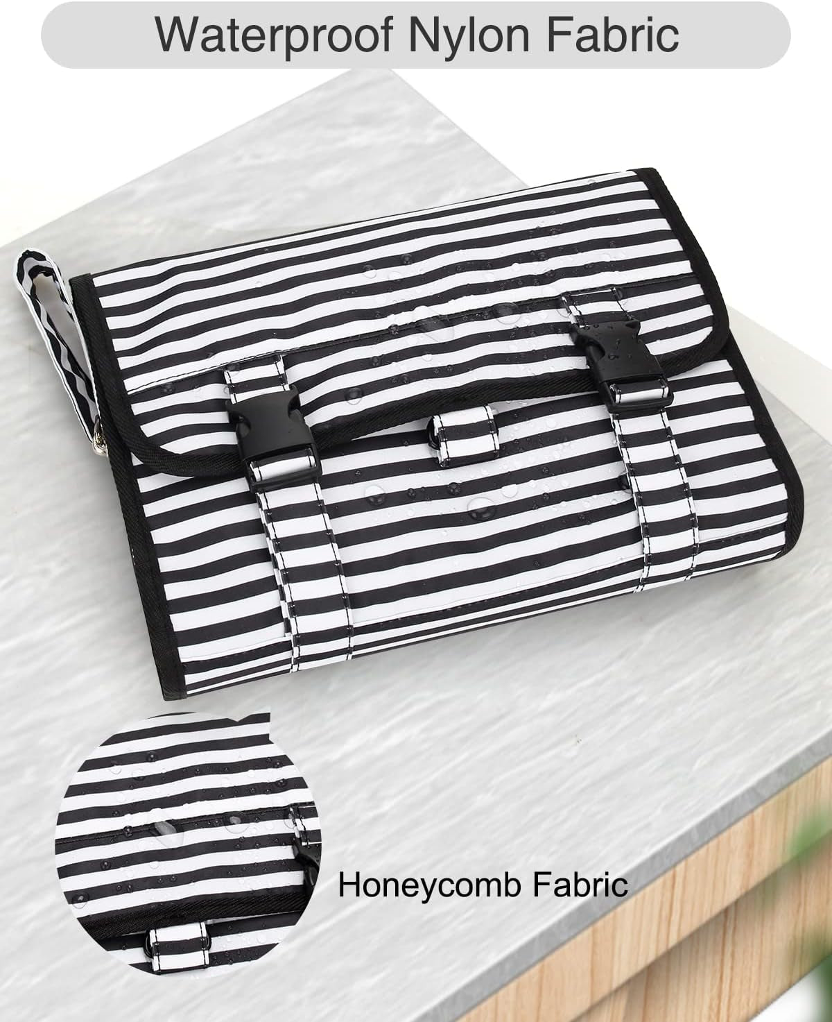 Travel Hanging Toiletry Bag for Men Women Travel Kit Shaving Bag Waterproof Large Makeup Bag Wash Bag Makeup Organizer Cosmetic Case for Bathroom Shower Stripe