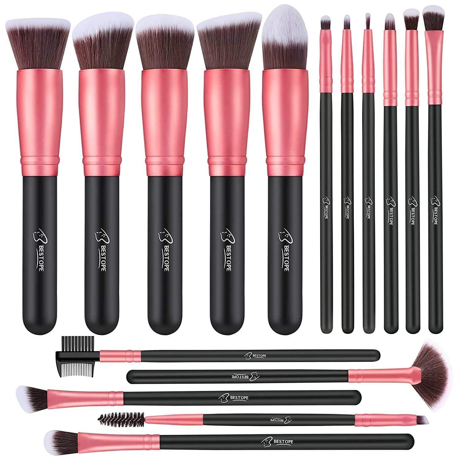 Makeup Brushes Makeup Brush Set - 16 Pcs  Premium Synthetic Foundation Concealers Eye Shadows Make up Brushes Set,Eyeliner Brushes(Black)