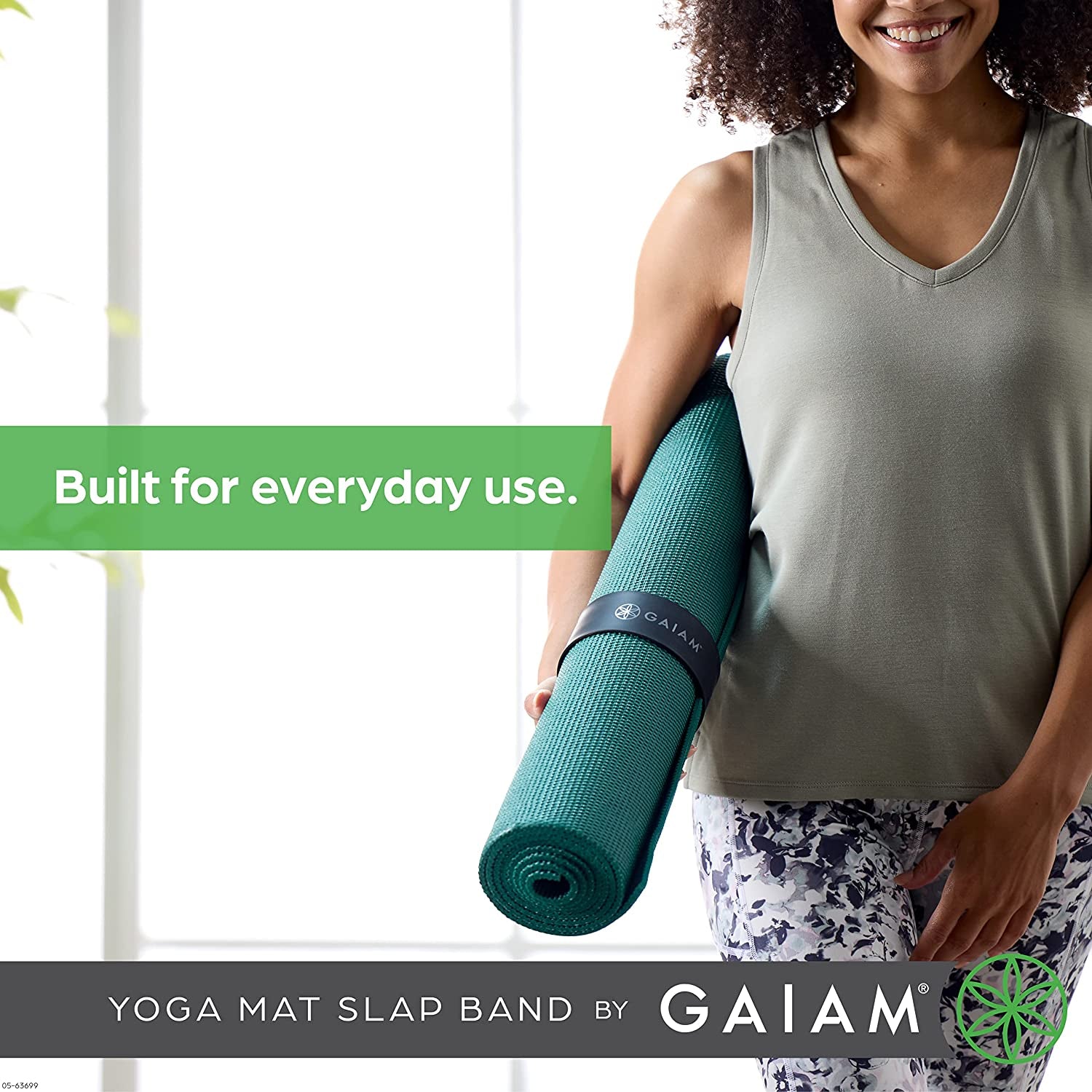 Yoga Mat Strap Slap Band - Keeps Your Mat Tightly Rolled and Secure with One Snap - Strong Clasp for Yoga Mat Storage and Travel - Fits Most Size Mats (20"L X 1.5"W), Black