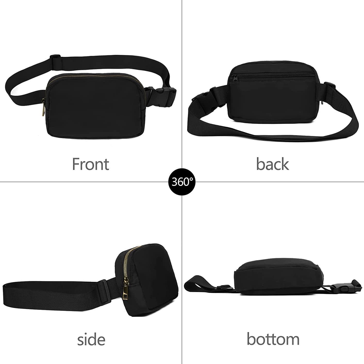 Waist Pack for Running Fanny Pack for Women and Men Crossbody Belt Bag Bum Bag with Adjustable Strap for Sports Black