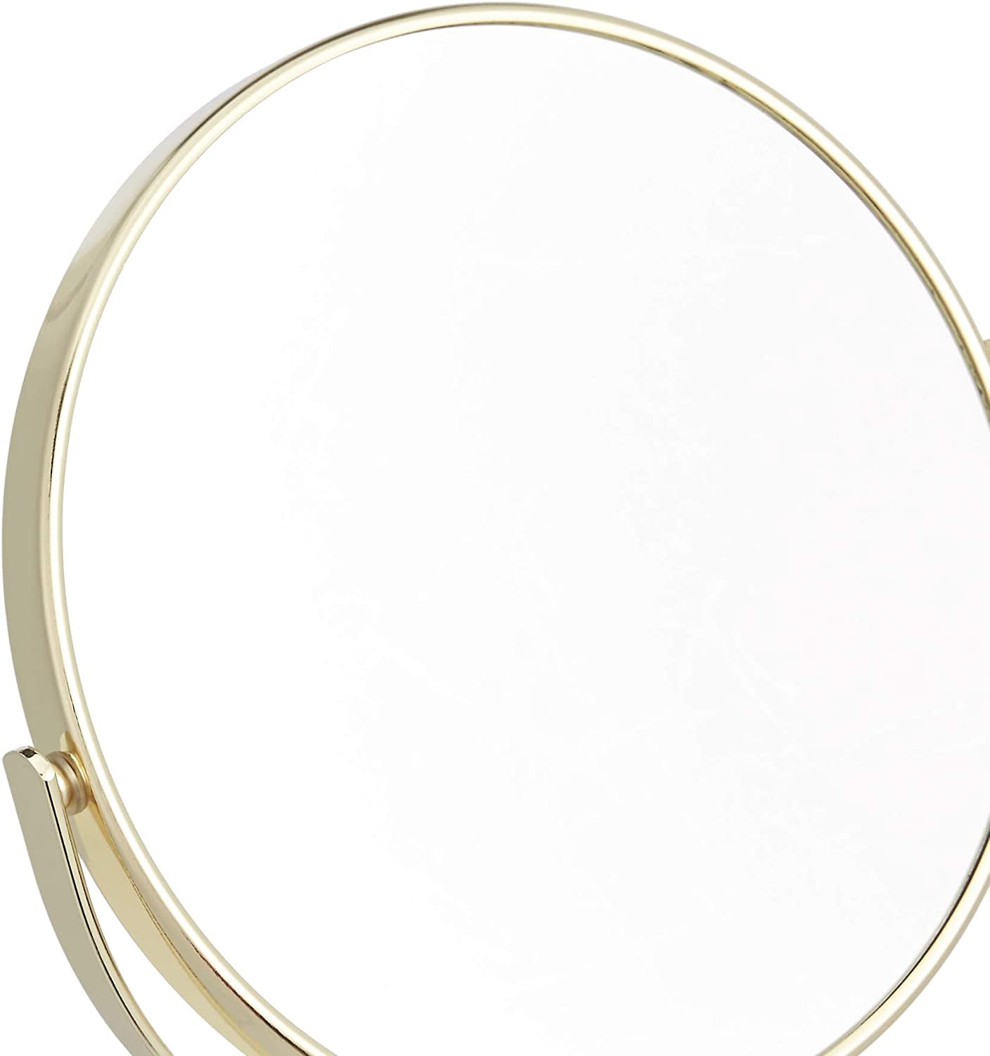 Tabletop Mount Vanity round Mirror, 1X/5X Magnification, Iron, 7.2"L X 4.92"W, Gold