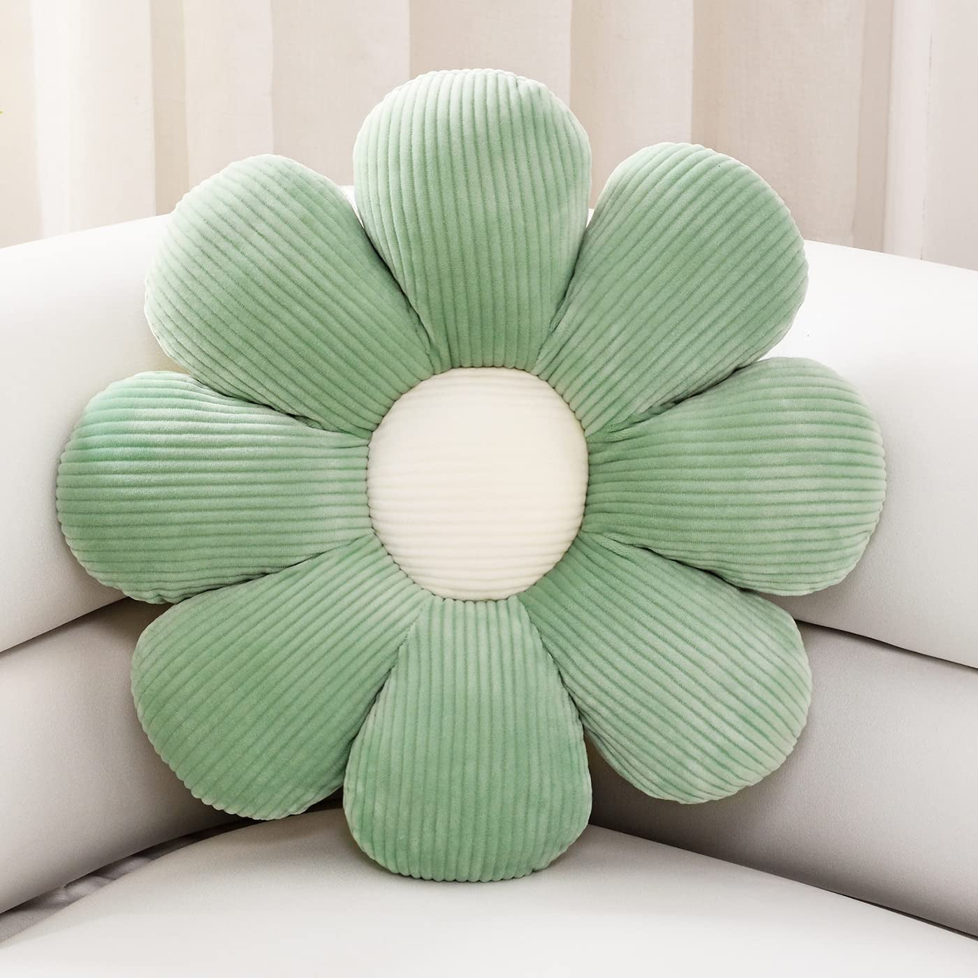 Flower Pillow,Flower Shaped Throw Pillow Butt Cushion Flower Floor Pillow,Seating Cushion,Cute Room Decor & Plush Pillow for Bedroom Sofa Chair(Green,15.7'')