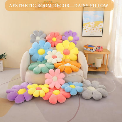 Flower Pillow, Daisy Pillow Flower Shaped Pillow Floor Pillow Flower Plush Pillow Cute Decorative Pillows Floor Cushions Flower Seat Cushion for Bedroom Sofa Chair(Grey, 15.75")