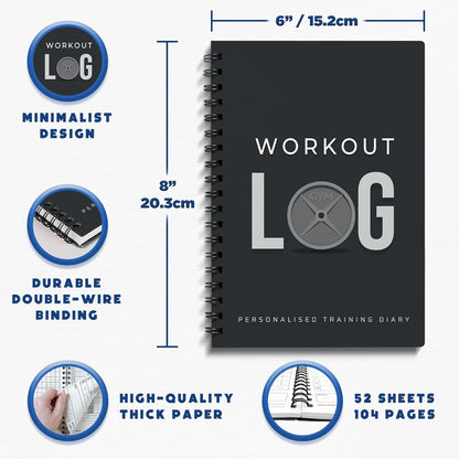 Workout Planner for Daily Fitness Tracking & Goals Setting - A5 Size, 6” X 8”, Charcoal Gray - Men & Women Personal Home & Gym Training Diary - Log Book Journal - by