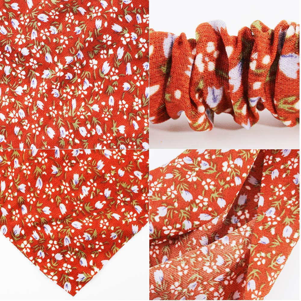 Floral Hair Scarf Headband 5 Pcs Hair Bandanas Chiffon Boho Headbands for Women Elastic Head Bandana for Women Girls Hair Accessories