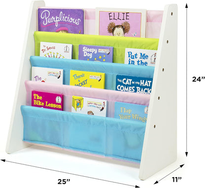 Kids 5 Shelf Book Rack Storage Bookshelf, White/Pastel (Pastel Collection)