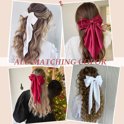 Hair Bows 5 PCS Hair Ribbon Hair Bows for Women Girls,Big Bows Hair Clips,Bow-Knot Hair Clips for Women Thick Hair & Thin Hair,Nonslip Bows Claw Clips for Women, Bow Clips for Women,Bow Clips