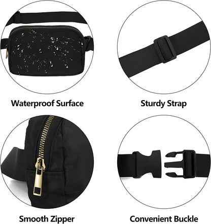 Waist Pack for Running Fanny Pack for Women and Men Crossbody Belt Bag Bum Bag with Adjustable Strap for Sports Black