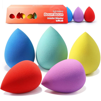 Makeup Sponge 5 Pcs Set, Makeup Sponges for Foundation, Liquid, Cream and Powder. Latex-Free Boun Boun Beauty Sponge for Blending, Blender for Enhanced Make up Application, Ideal Gift