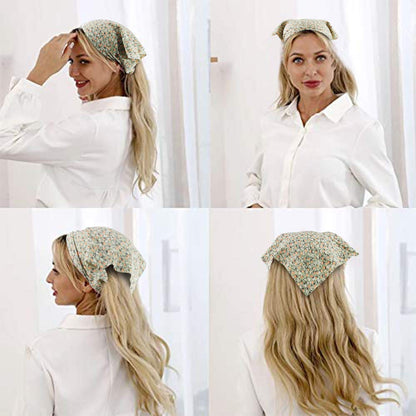 Floral Hair Scarf Headband 5 Pcs Hair Bandanas Chiffon Boho Headbands for Women Elastic Head Bandana for Women Girls Hair Accessories