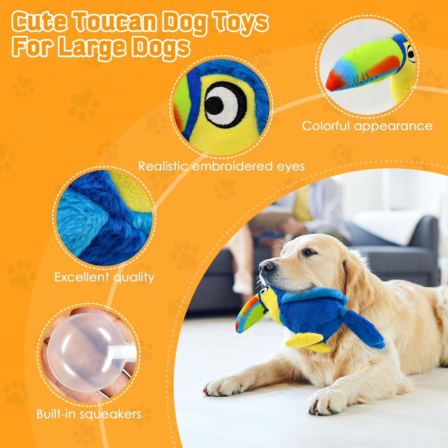 Large Squeaky Dog Toys: Colorful Plush Dog Toys -Big Soft Dog Chew Toys for Small, Medium, Large Dogs